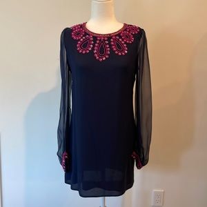 Vintage French connection beaded mod sheath dress with gorgeous beaded detail